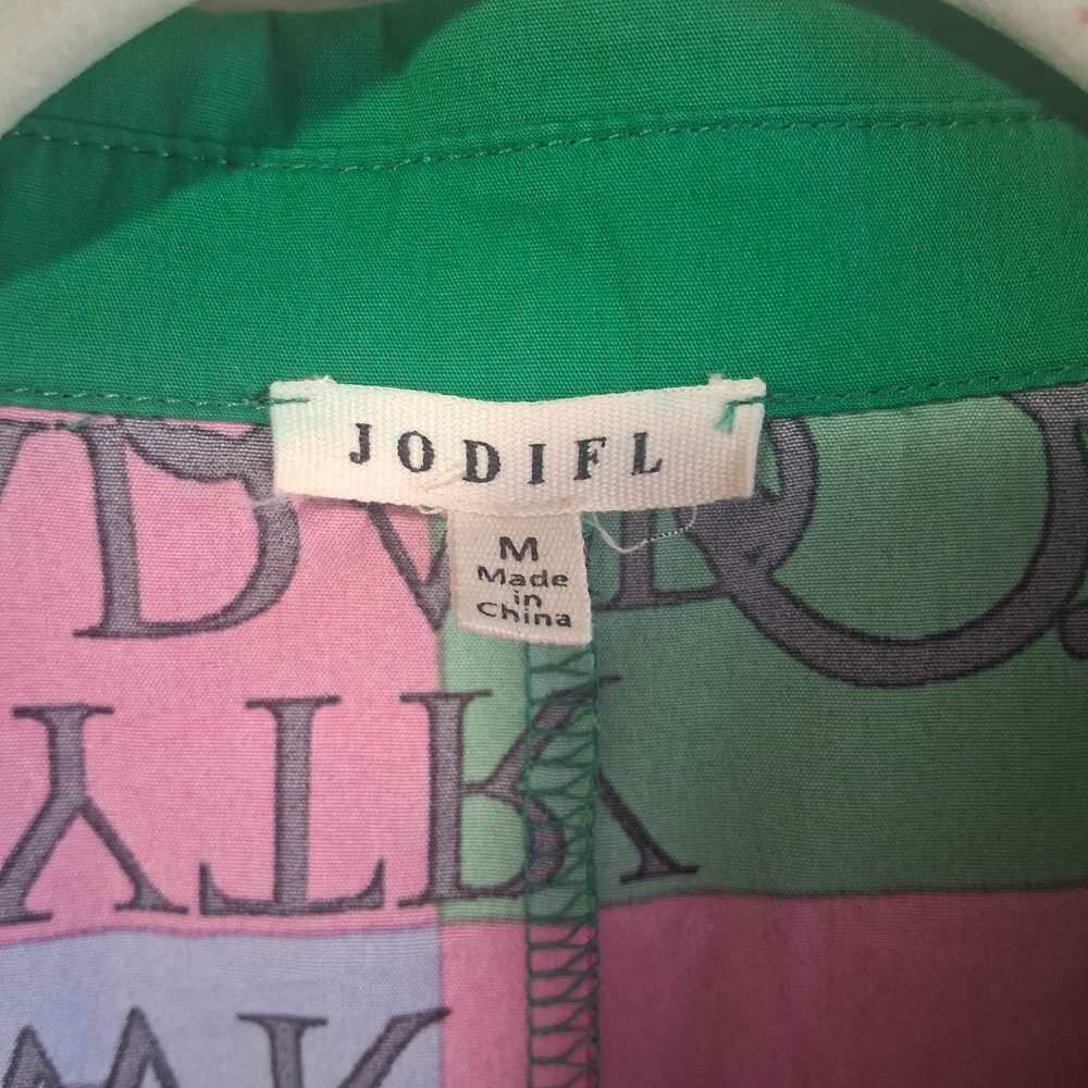 Jodifl Oversized Colorblock Graffiti Blouse M Bold Button Down Statement Top - Picture 5 of 13